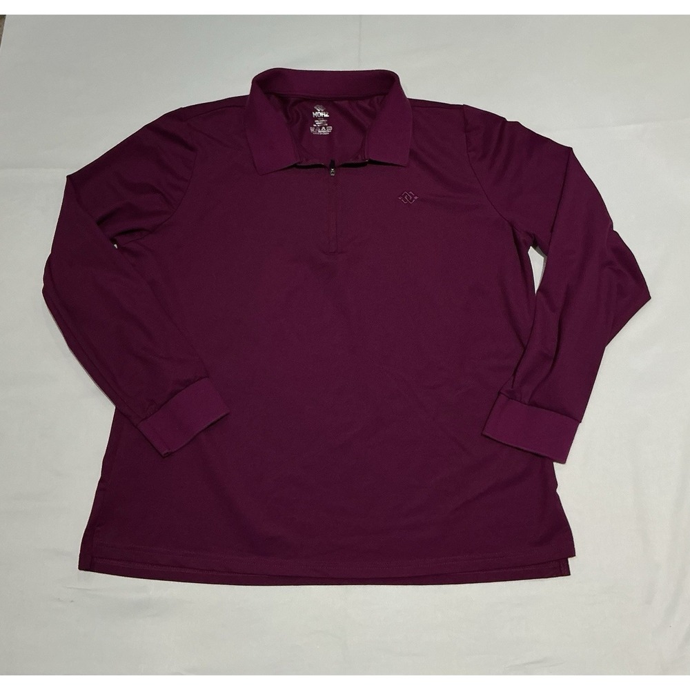 Mofiz Polo Shirt Womens XL Purple Golf Tennis Activewear Quarter Zip